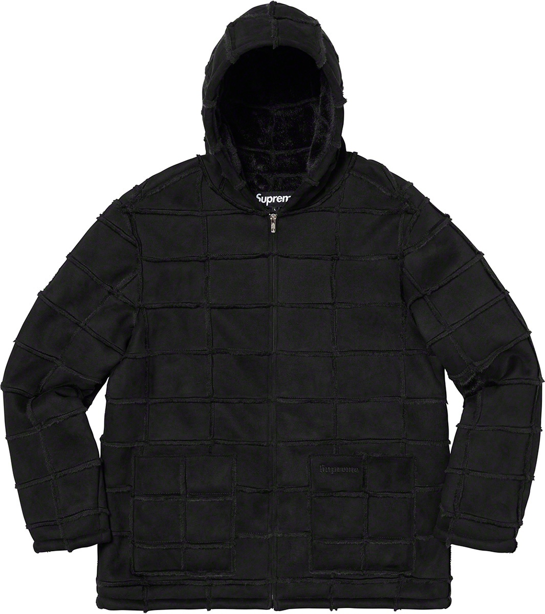 Faux Suede Patchwork Hooded Jacket view 14